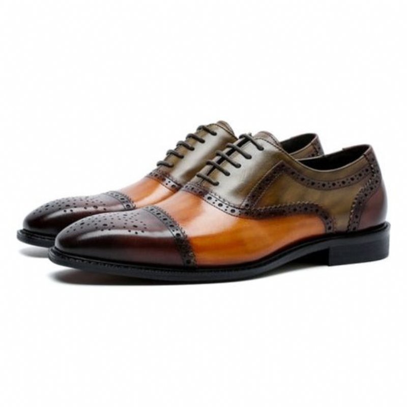 Formele Herenschoenen Oxfords Leer Met Vleugeltip Veters - Koffie