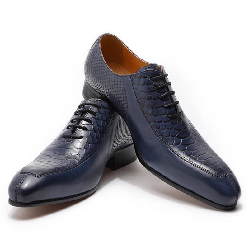 Formele Herenschoenen Prachtige Oxford-schoenen Met Puntige Neus - Blauw