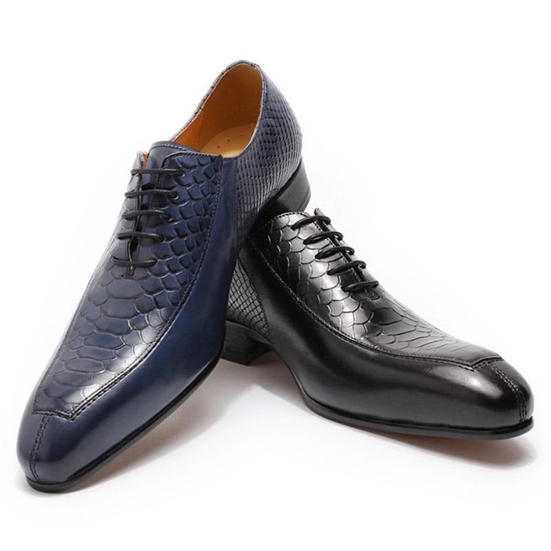 Formele Herenschoenen Prachtige Oxford-schoenen Met Puntige Neus - Blauw