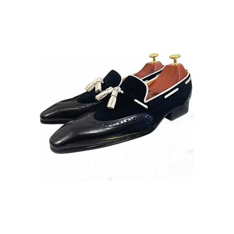 Formele Herenschoenen Prestige Loafers Met Puntige Neus Echt Leer - Zwart