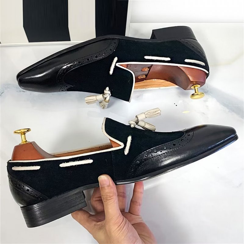 Formele Herenschoenen Prestige Loafers Met Puntige Neus Echt Leer - Zwart