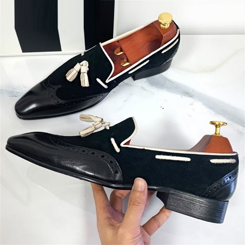 Formele Herenschoenen Prestige Loafers Met Puntige Neus Echt Leer - Zwart