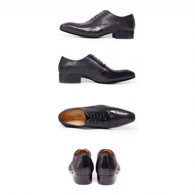 Formele Herenschoenen Slangenleer Elegantie Brogue-schoenen Met Veters - Zwart