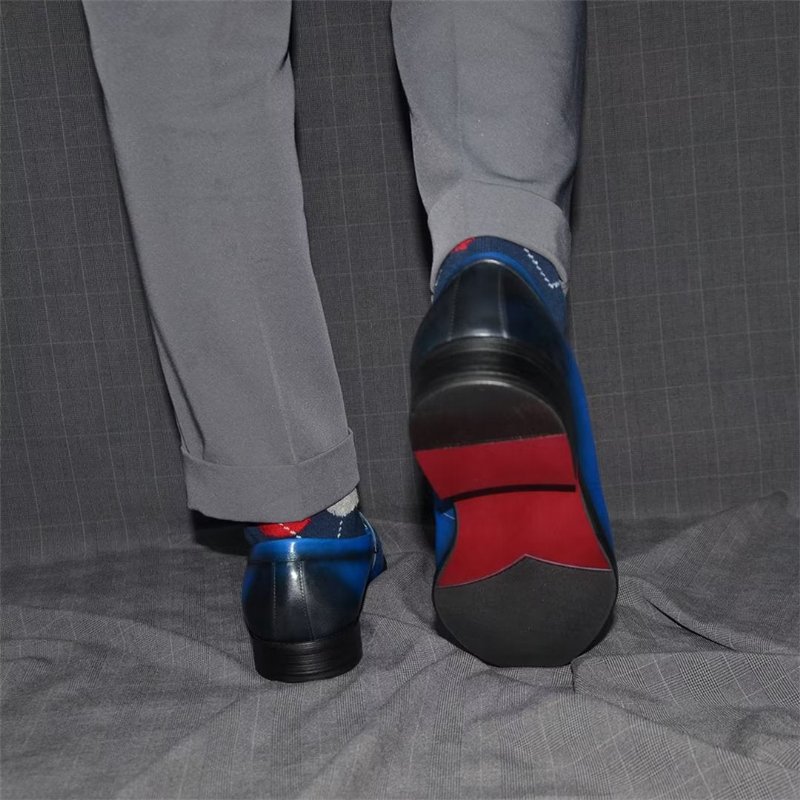 Formele Herenschoenen Strakke Instapper Rundleer Elegantie - Blauw