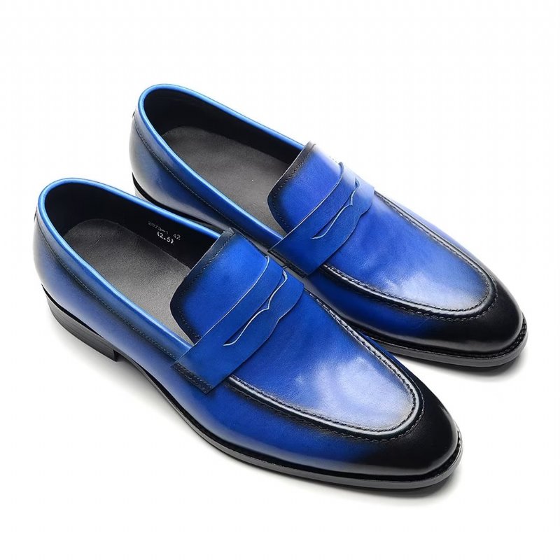 Formele Herenschoenen Strakke Instapper Rundleer Elegantie - Blauw