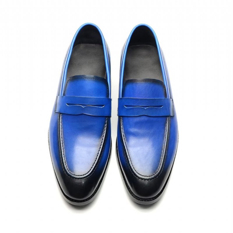 Formele Herenschoenen Strakke Instapper Rundleer Elegantie - Blauw