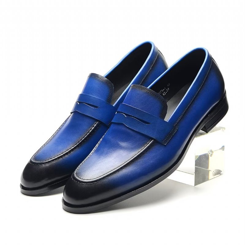 Formele Herenschoenen Strakke Instapper Rundleer Elegantie - Blauw