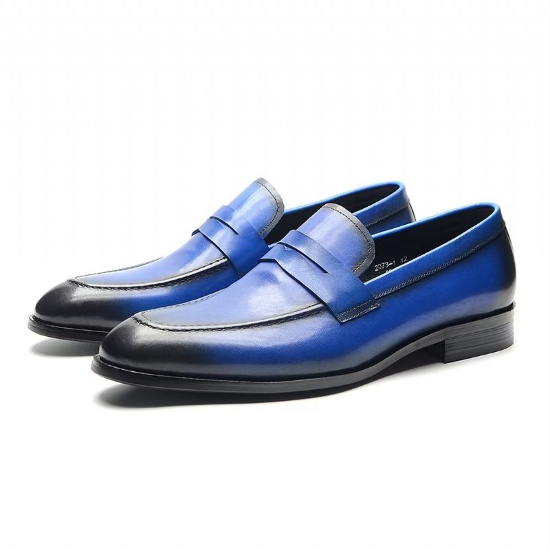 Formele Herenschoenen Strakke Instapper Rundleer Elegantie - Blauw