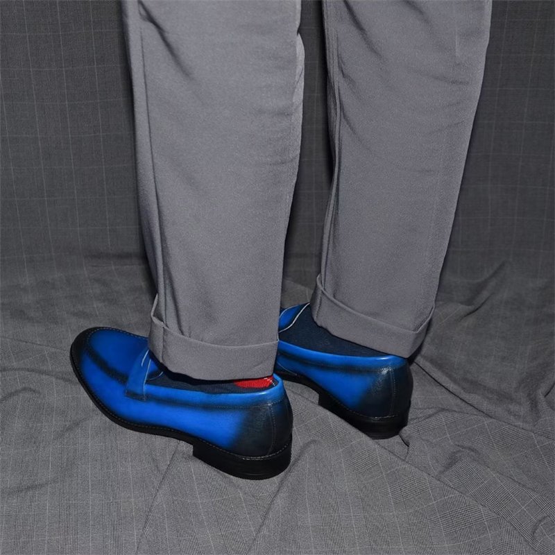 Formele Herenschoenen Strakke Instapper Rundleer Elegantie - Blauw