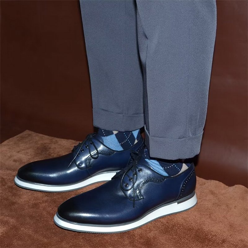 Formele Herenschoenen Strakke Stedelijke Veterjurk Elegantie - Blauw