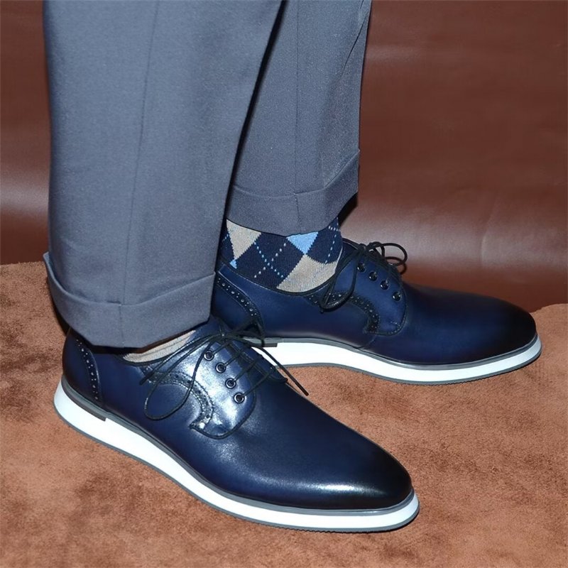 Formele Herenschoenen Strakke Stedelijke Veterjurk Elegantie - Blauw