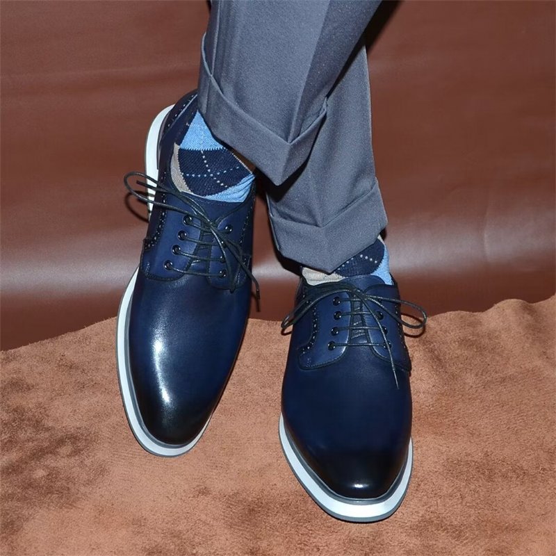 Formele Herenschoenen Strakke Stedelijke Veterjurk Elegantie - Blauw