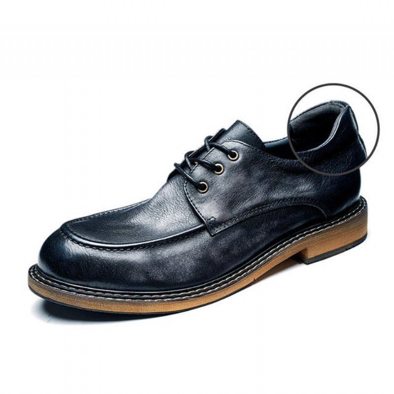 Formele Herenschoenen Tempting Shade Retro Leren Mocassin Elegante Veterschoen - Zwart