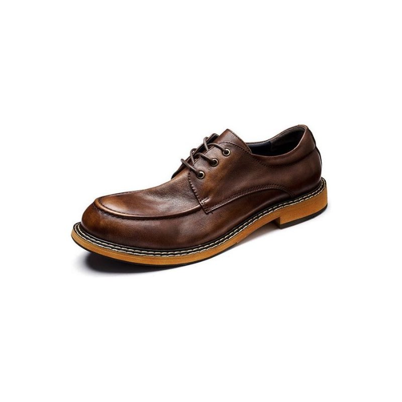 Formele Herenschoenen Tempting Shade Retro Leren Mocassin Elegante Veterschoen - Koffie