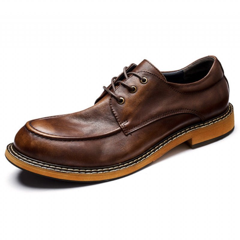 Formele Herenschoenen Tempting Shade Retro Leren Mocassin Elegante Veterschoen - Koffie