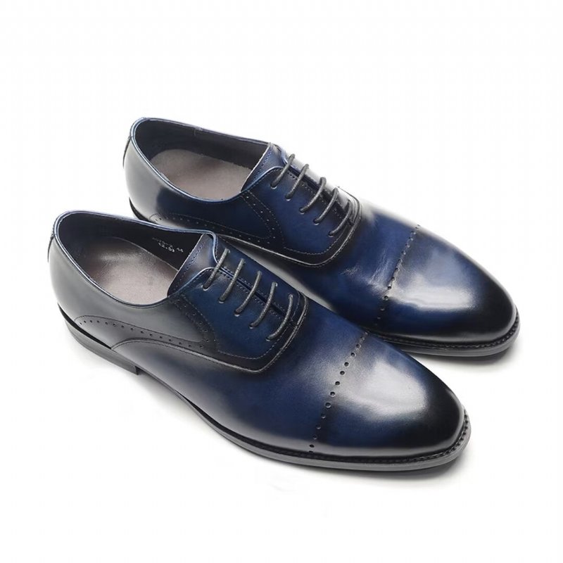 Formele Herenschoenen Verfijnde Casual Leren Veterschoenen - Blauw