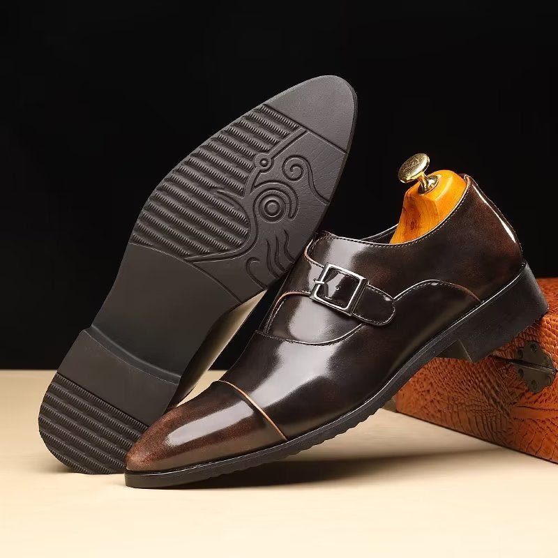 Formele Herenschoenen Verfijnde Elegantie Monkstrap-schoenen Met Puntige Neus - Koffie