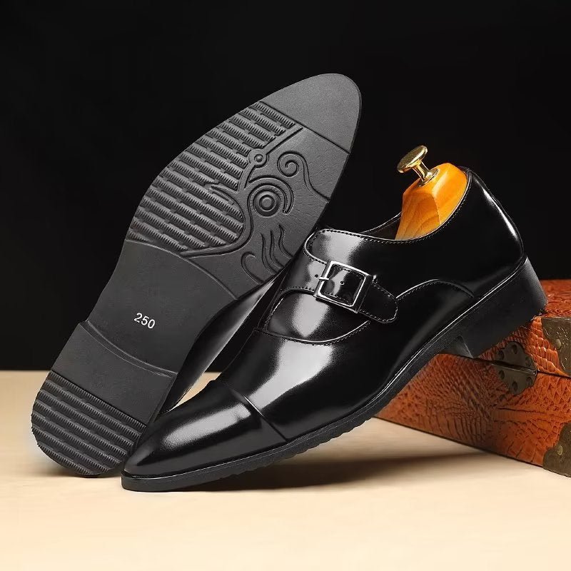 Formele Herenschoenen Verfijnde Elegantie Monkstrap-schoenen Met Puntige Neus - Zwart