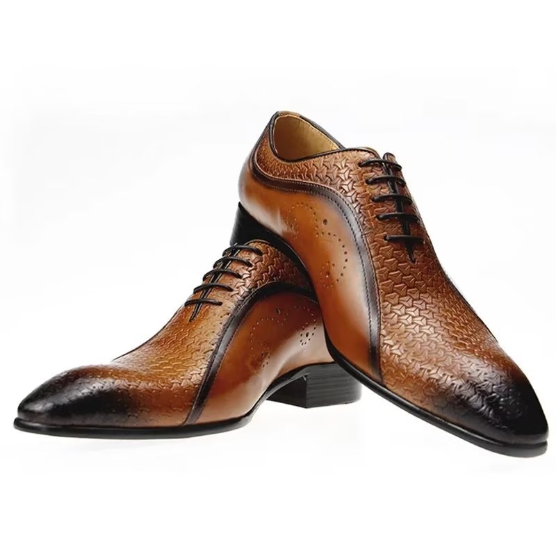 Formele Herenschoenen Weelderig Leren Brogue-bruiloft Oxfords - Bruin