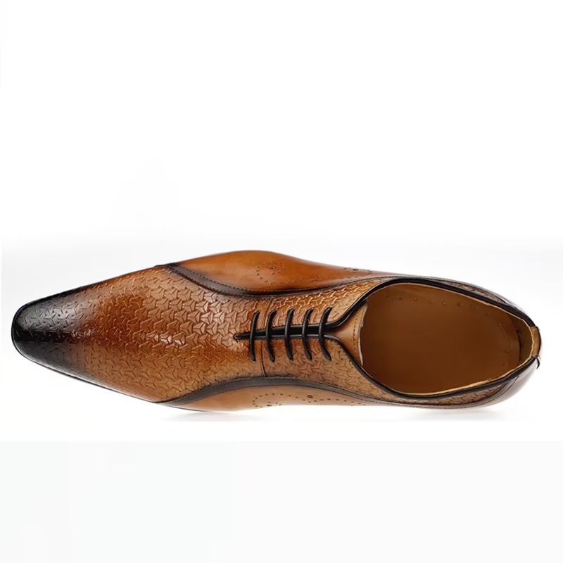 Formele Herenschoenen Weelderig Leren Brogue-bruiloft Oxfords - Bruin