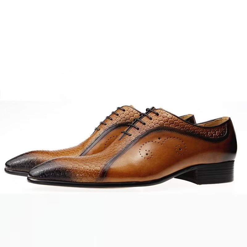 Formele Herenschoenen Weelderig Leren Brogue-bruiloft Oxfords - Bruin