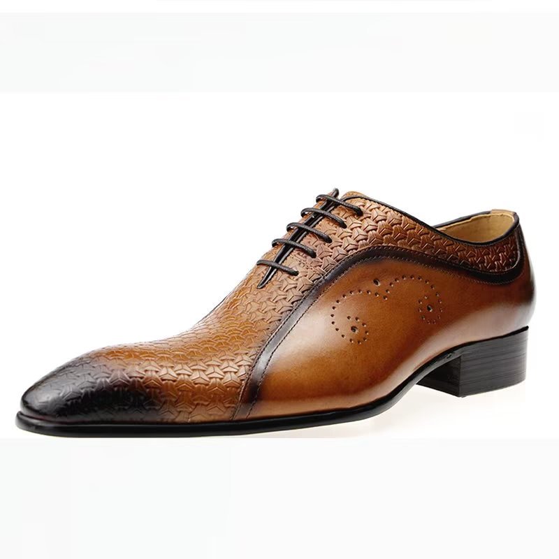 Formele Herenschoenen Weelderig Leren Brogue-bruiloft Oxfords - Bruin