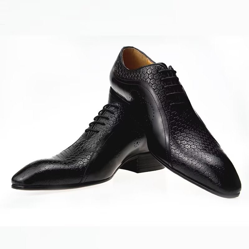 Formele Herenschoenen Weelderig Leren Brogue-bruiloft Oxfords - Zwart