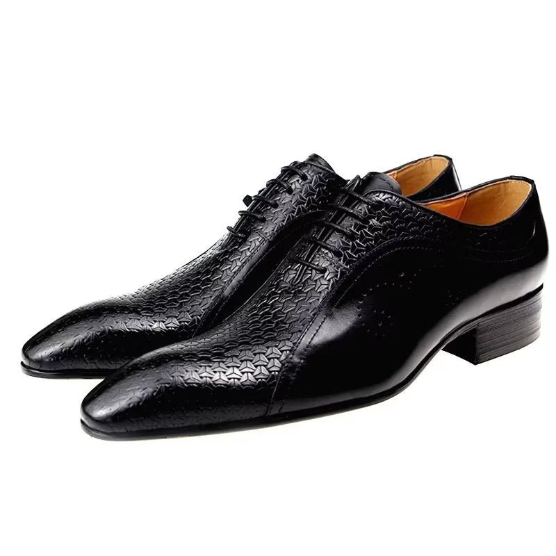 Formele Herenschoenen Weelderig Leren Brogue-bruiloft Oxfords - Zwart