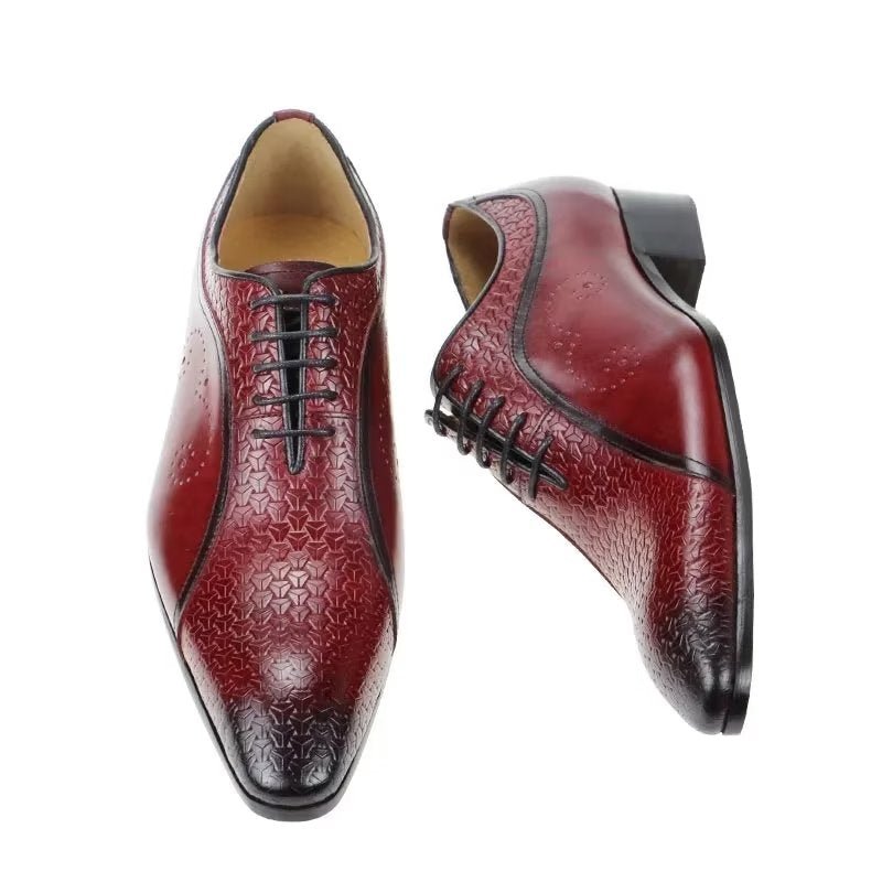 Formele Herenschoenen Weelderig Leren Brogue-bruiloft Oxfords - Rood