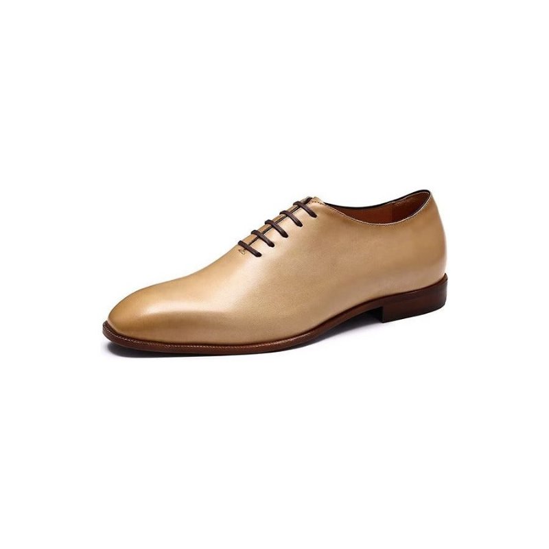 Formele Herenschoenen Weelderige Exotische Oxford-schoenen Met Ronde Neus - Beige