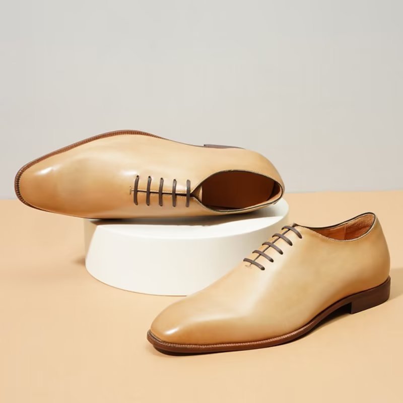 Formele Herenschoenen Weelderige Exotische Oxford-schoenen Met Ronde Neus - Beige