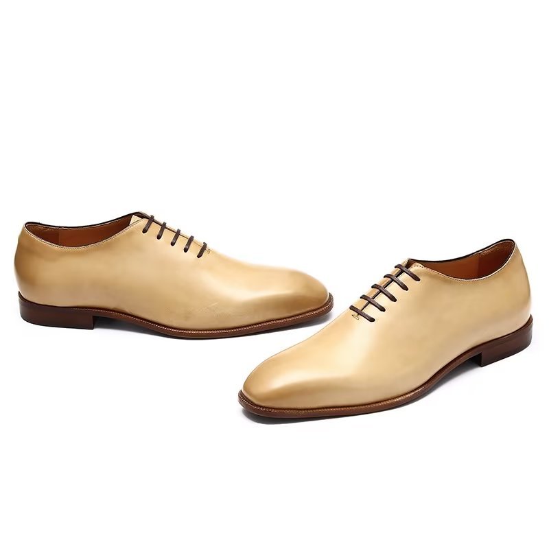 Formele Herenschoenen Weelderige Exotische Oxford-schoenen Met Ronde Neus - Beige