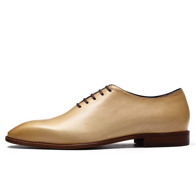 Formele Herenschoenen Weelderige Exotische Oxford-schoenen Met Ronde Neus - Beige