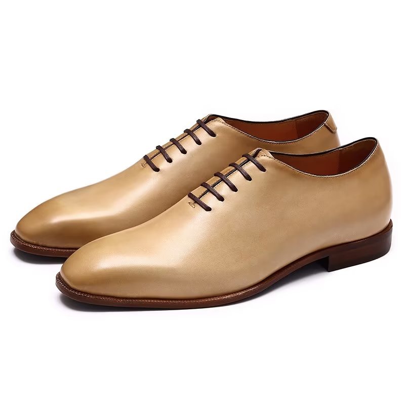 Formele Herenschoenen Weelderige Exotische Oxford-schoenen Met Ronde Neus - Beige