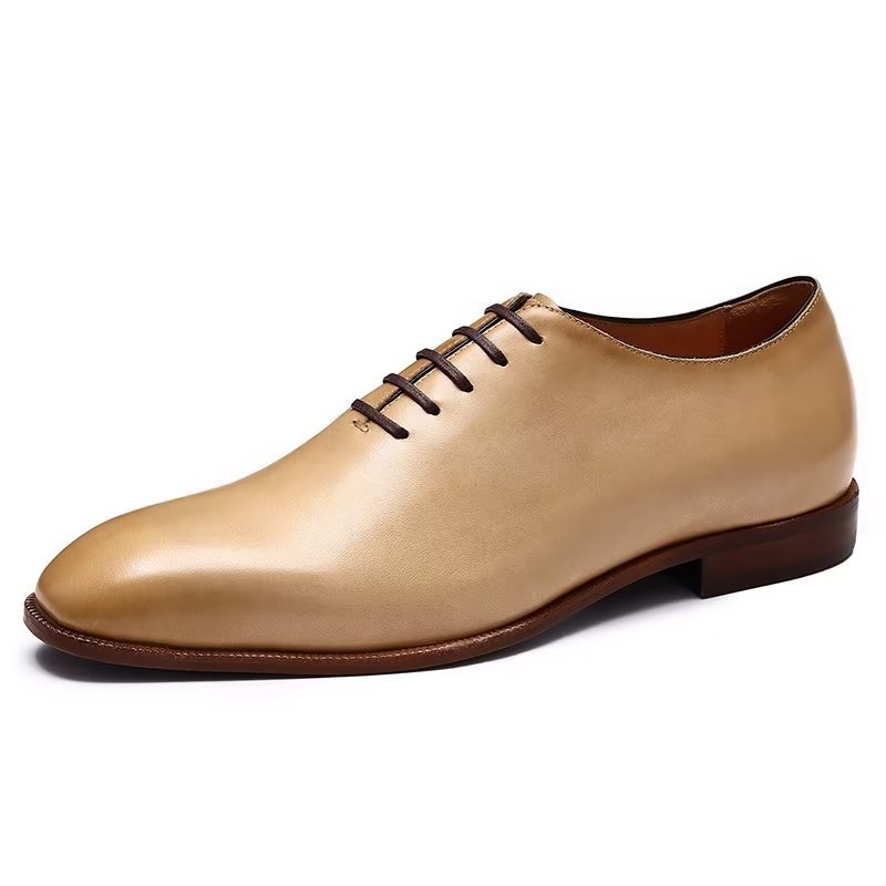 Formele Herenschoenen Weelderige Exotische Oxford-schoenen Met Ronde Neus - Beige