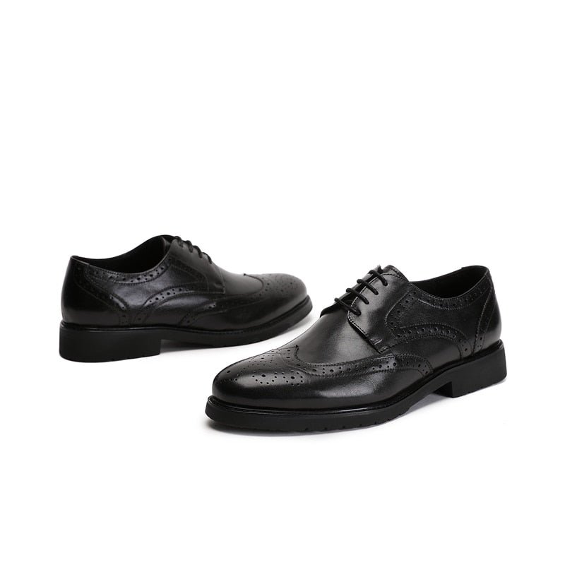 Formele Herenschoenen Wingtip Luxe Exotische Oxford-brogues Met Puntige Neus - Zwart