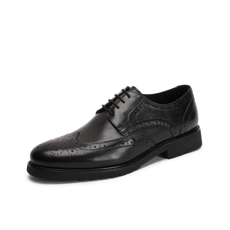 Formele Herenschoenen Wingtip Luxe Exotische Oxford-brogues Met Puntige Neus - Zwart