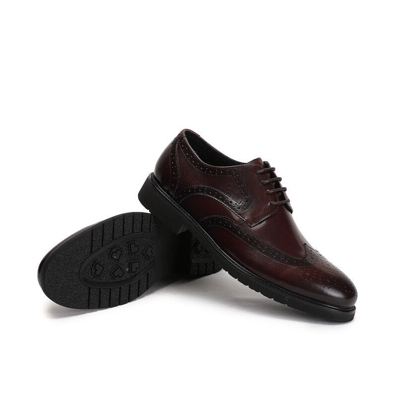 Formele Herenschoenen Wingtip Luxe Exotische Oxford-brogues Met Puntige Neus - Koffie