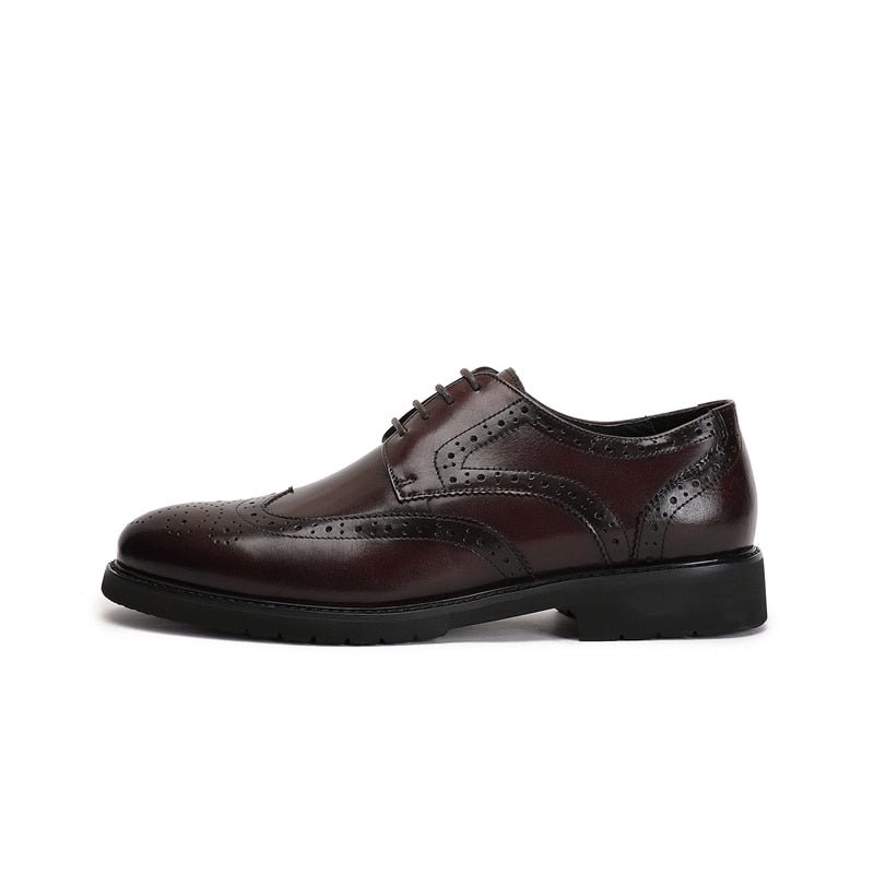 Formele Herenschoenen Wingtip Luxe Exotische Oxford-brogues Met Puntige Neus - Koffie