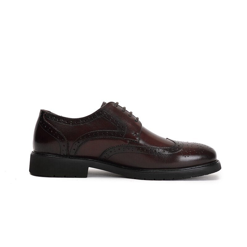 Formele Herenschoenen Wingtip Luxe Exotische Oxford-brogues Met Puntige Neus - Koffie