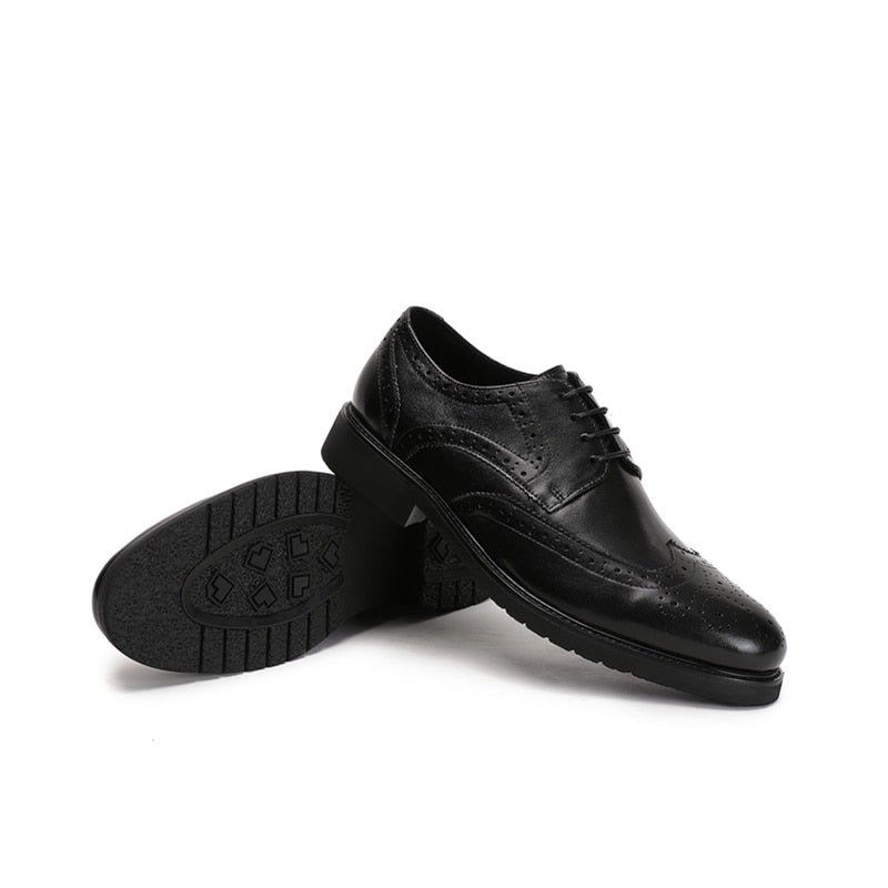 Formele Herenschoenen Wingtip Luxe Exotische Oxford-brogues Met Puntige Neus - Zwart