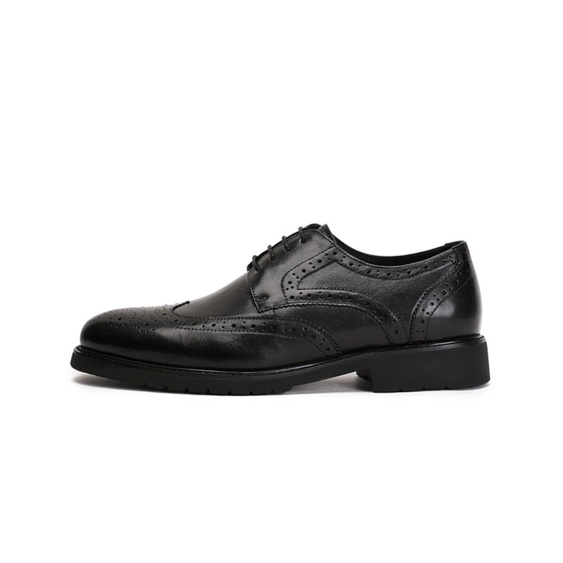 Formele Herenschoenen Wingtip Luxe Exotische Oxford-brogues Met Puntige Neus - Zwart