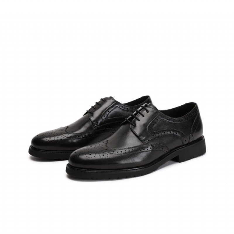 Formele Herenschoenen Wingtip Luxe Exotische Oxford-brogues Met Puntige Neus - Zwart