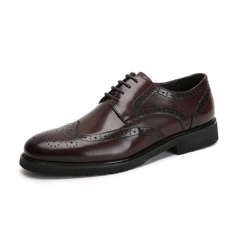 Formele Herenschoenen Wingtip Luxe Exotische Oxford-brogues Met Puntige Neus - Koffie