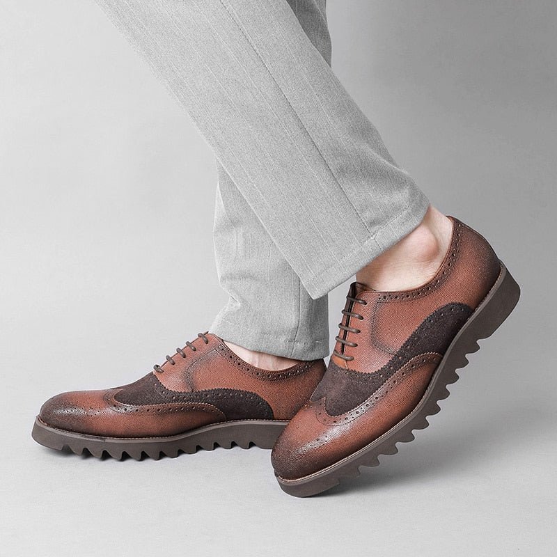 Formele Schoenen Heren Alligator Luxe Vleugeltip Brogue-casual - Koffie