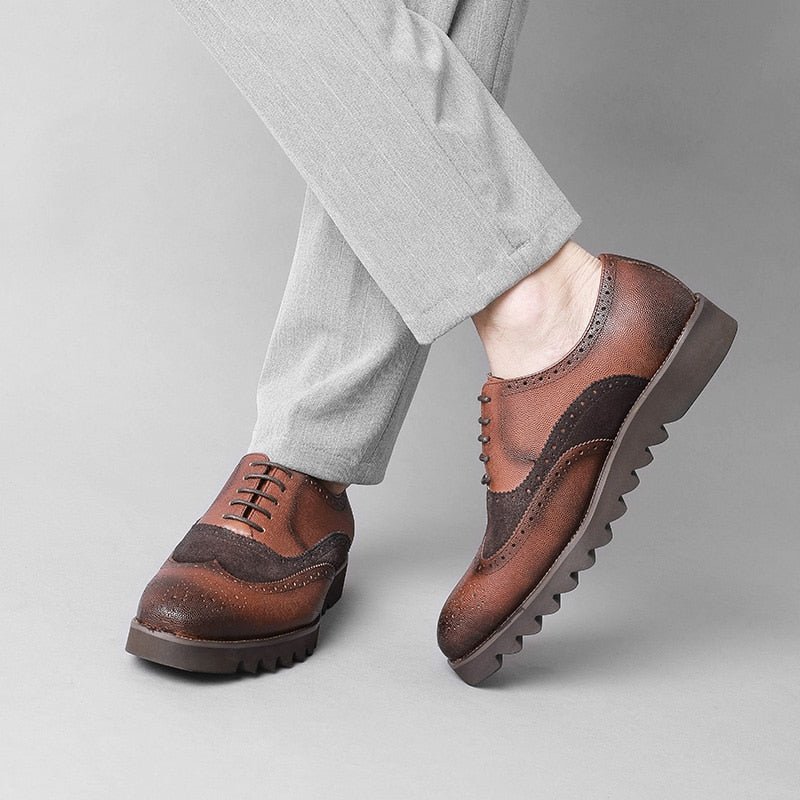 Formele Schoenen Heren Alligator Luxe Vleugeltip Brogue-casual - Koffie