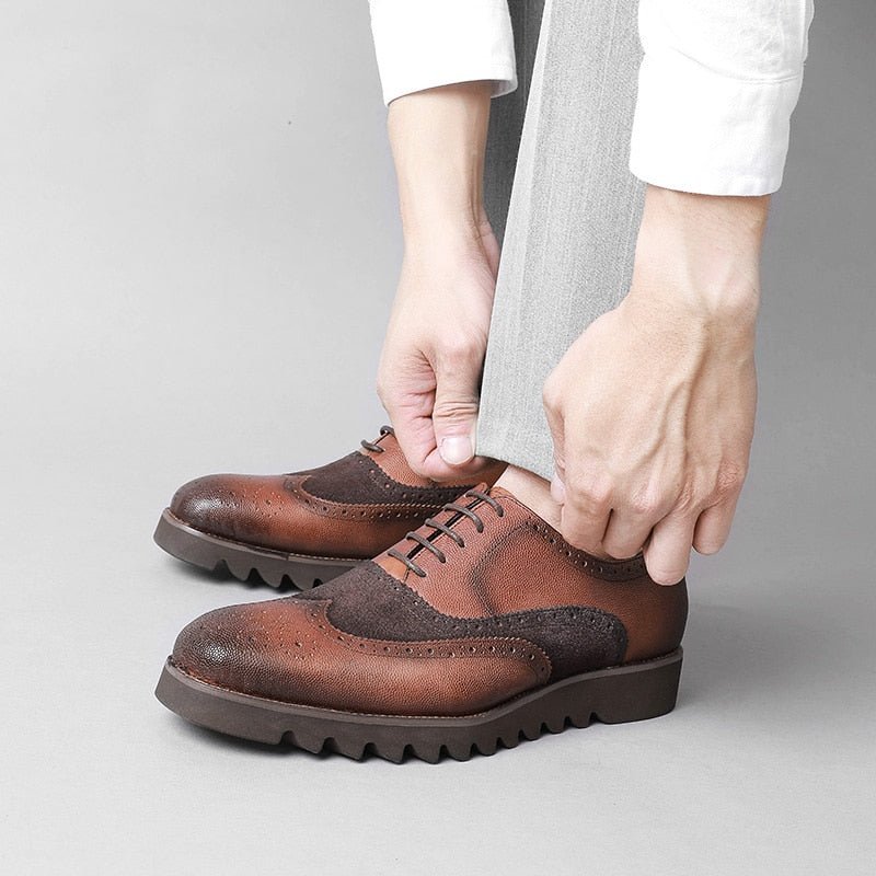 Formele Schoenen Heren Alligator Luxe Vleugeltip Brogue-casual - Koffie