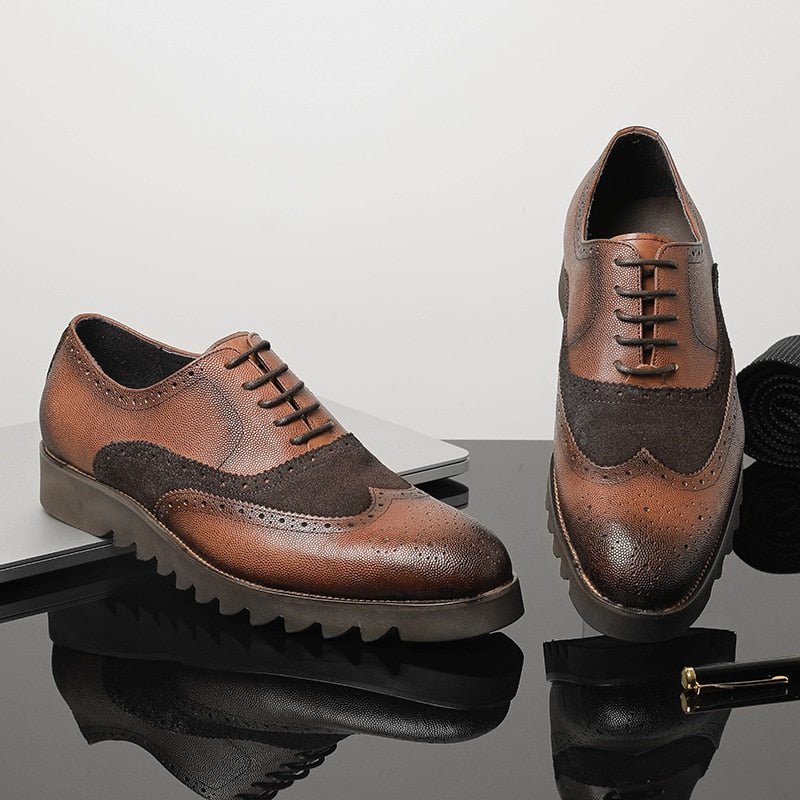 Formele Schoenen Heren Alligator Luxe Vleugeltip Brogue-casual - Koffie