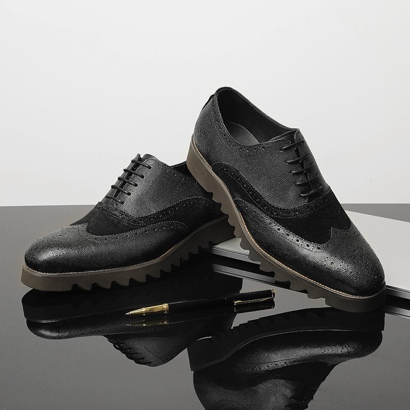 Formele Schoenen Heren Alligator Luxe Vleugeltip Brogue-casual - Zwart