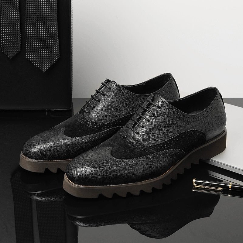 Formele Schoenen Heren Alligator Luxe Vleugeltip Brogue-casual - Zwart